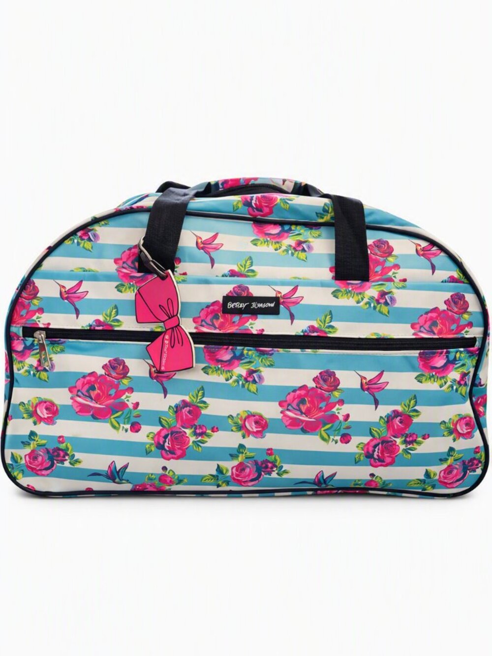 Betsey Johnson Travel Bag • Weekender Duffel • Hummingbird Rose Print • Rare